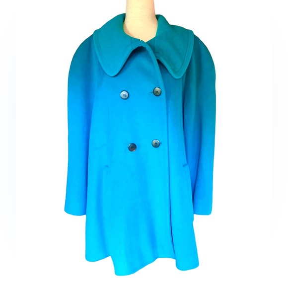 ESCADA by MARGARETHA LEY TURQUOISE 1980s VINTAGE COAT JACKET STUNNING - Picture 5 of 9